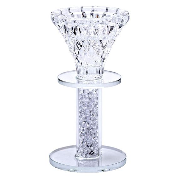 Подсвечник стеклянный на ножке 6×12 см декоративный прозрачный подсвечник на стол HP-4-60M | Зображення 1