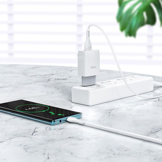 МЗП Hoco C72Q Glorious QC3.0 18W (1USB-A) + кабель USB to MicroUSB Білий | Зображення 3