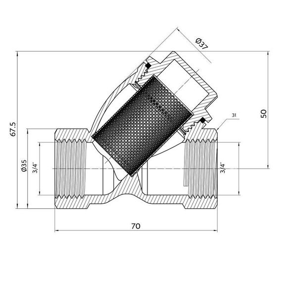Фільтр грубого очищення Thermo Alliance Forte 3/4" В нікель для води косий TAF124W20 | Зображення 1