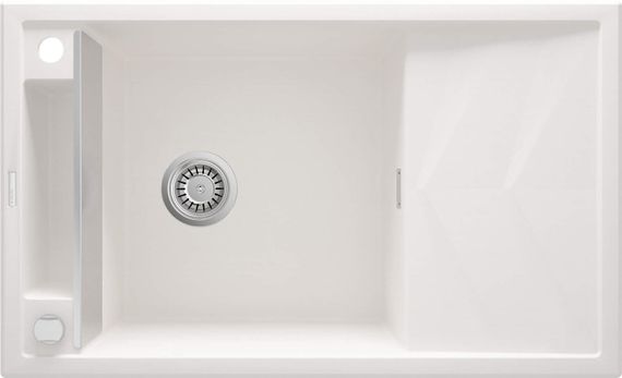 Мийка кухонна Deante Magnetic, граніт, прямокут., з крилом, 820х500х219мм, чаша - 1, накладна, алебастр (ZRM_A113)