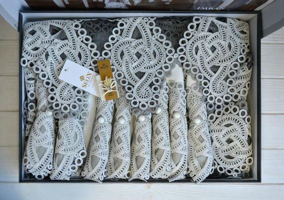 Льняная скатерть с ранером Selin Imran Set 160×300+12 салфеток кремовая | Зображення 3