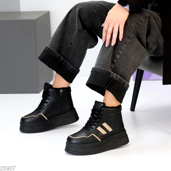 Черные зимние хайтопы на платформе цвет на выбор | Зображення 2