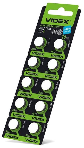Батарейка годинникова Videx AG13/LR44 BLISTER CARD 10 шт | Зображення 1