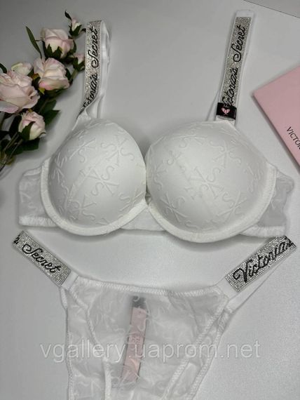 Комплект женского нижнего белья Victoria`s Secret со стразами 80В, Белый