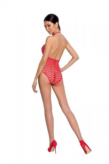Бодістокінг у велику сітку Passion BS087 red, відкрита спина, халтер, з доступом sexstyle | Зображення 2