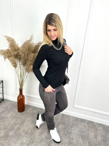 Женский гольф в рубчик мустанг (не утепленный) GF04161 цвет черный, размер 54/56 | Зображення 2