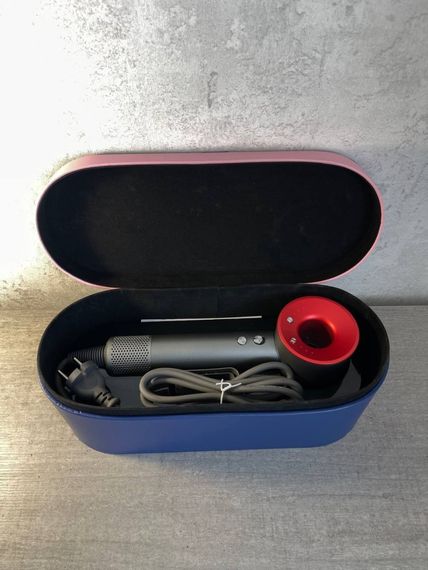 Фен Super Hair Dryer червоний з іонізацією та турборежимом з кесом на 1 насадку