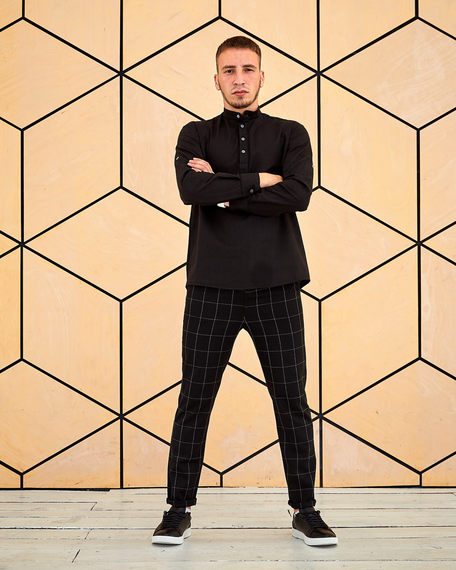 Комплект БРЛ (штани + сорочка льон) чорний S L | Зображення 2