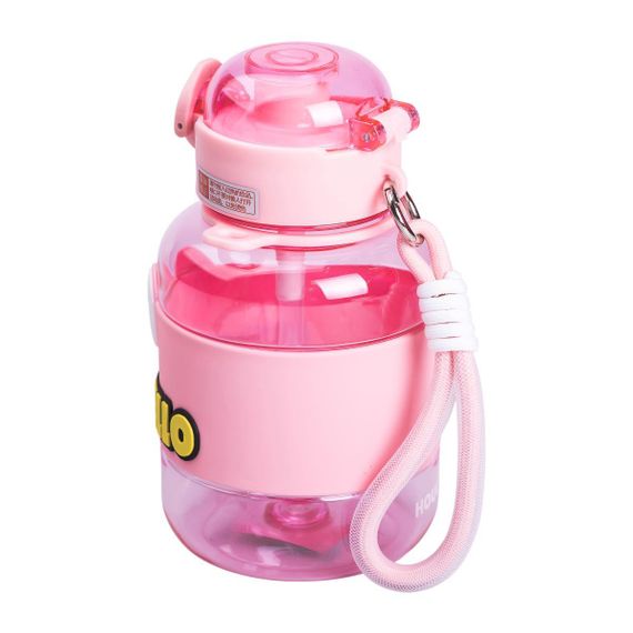 Бутылка для воды детская с трубочкой 680 мл с ручкой и ремешком Рожева HP-14-46P | Зображення 5