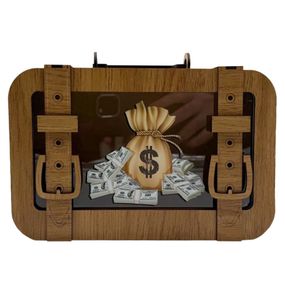 Дерев'яна скарбничка валіза "Долар" 3240-15-003 розмір 24х17 см