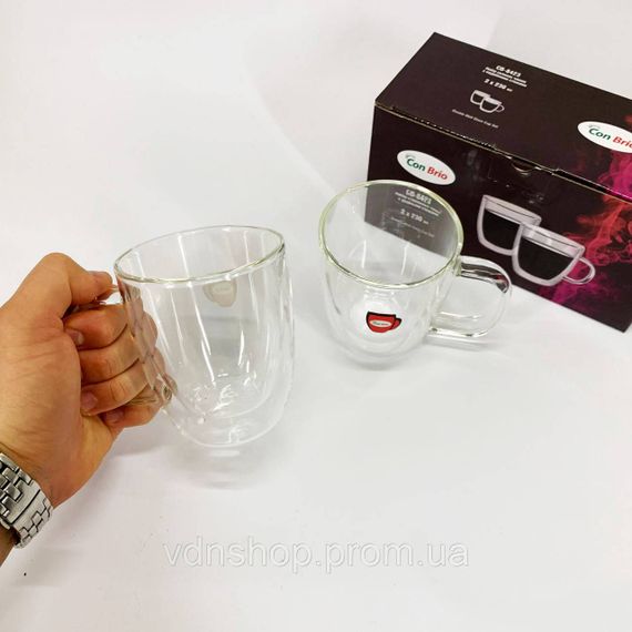 Чашки скляні з подвійним дном, Дві чашки з подвійним дном Скляні чайні подвійними стінками UL-40 | Зображення 7