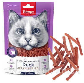 Ласощі для котів Wanpy Duck Jerky Strips смужки з в'яленої качки 80 г DA-02S-01