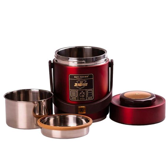 Термос для еды с 2 контейнерами из нержавеющей стали на 1.5 литра красный HP156R | Зображення 2