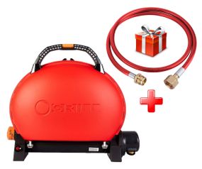 КОМПЛЕКТ Портативний переносний газовий гриль O-GRILL 500, червоний + шланг в подарунок! Код: 011676