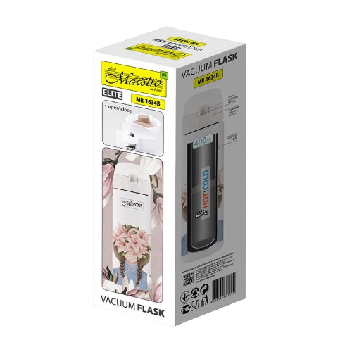 Термочашка 400мл Є носик для пиття нержавіюча сталь Maestro MR-1634-B | Зображення 1