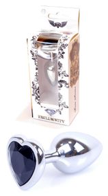 Анальний затор Boss Series - Jewellery Silver Heart PLUG Black S, BS6400047 sexstyle