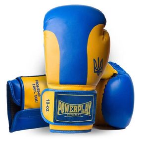Боксерські рукавиці PowerPlay 3021 Ukraine Синьо-Жовті 16 унцій