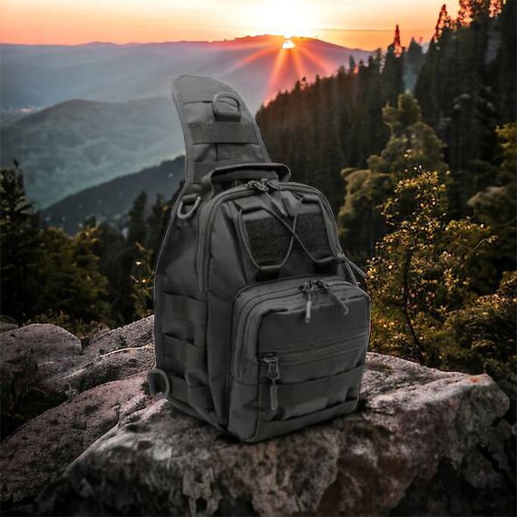 Набір: армійська чорна сумка + тактичний ліхтар професійний POLICE BL-X71-P50 MS-67