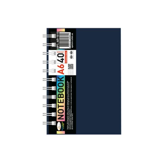 Блокнот А6 АП-1510(Black) 40 листов, пружина боковая