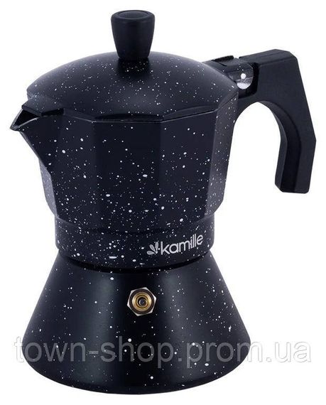Кофеварка гейзерная Kamille Andel Black 300мл на 6 чашек KM-2512MR