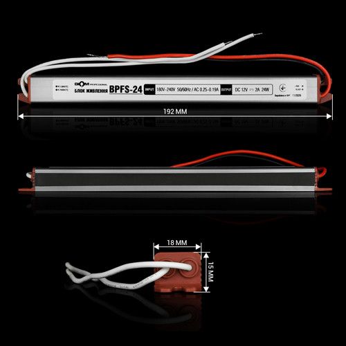 Блок живлення DC12 24W BPFS-24-12 2А stick герметичний Professional | Зображення 1