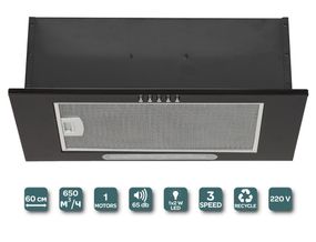 Встраиваемая кухонная вытяжка VENTOLUX BOX 60 BK (650) PB черная