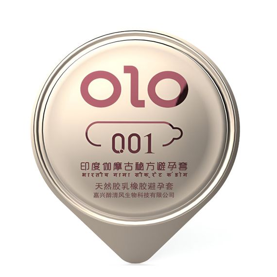 Ароматизовані ультратонкі текстуровані презервативи з гіалуроновою кислотою і пролонгуючим ефектом OLO - GOLD Indian God, 10 шт. | Зображення 1