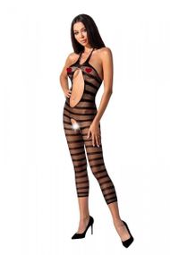Сетчатый бодистокинг с открытым животом Passion BS081 black sexstyle