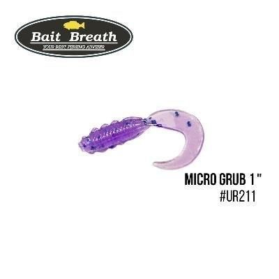 Силіконова приманка, Їстівний силікон Bait Breath Micro Grub 1" (15шт.) (Ur211 Electric Blue Shad)