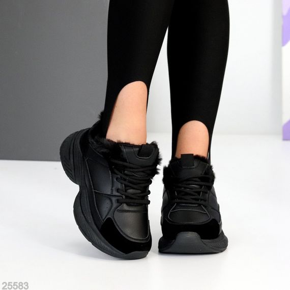 Комбіновані зимові прогулянкові чорні кросівки 38
