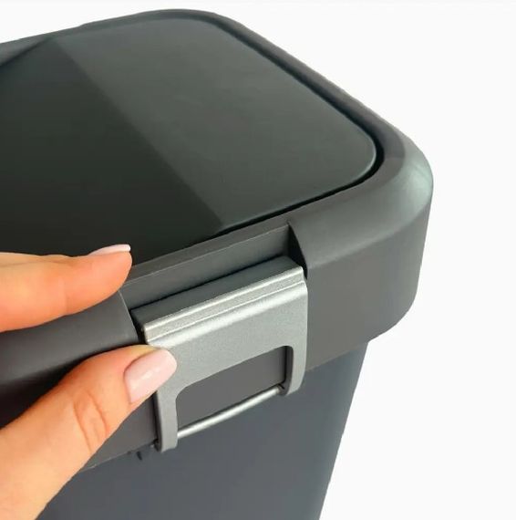 Відро для сміття Motek на 8 л з поворотною кришкою 22.5х22.5х30 см Антрацит (COB-410) | Зображення 4