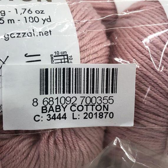 Пряжа Gazzal – Baby Cotton колір 3444 Пудра | Зображення 2