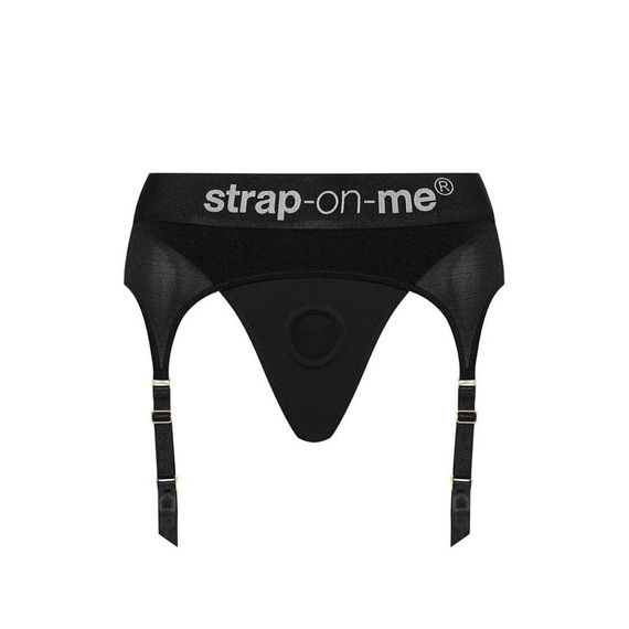 Труси для страпону Strap-On-Me з підв'язками для панчох, чорні, XL Sex Aura | Зображення 3