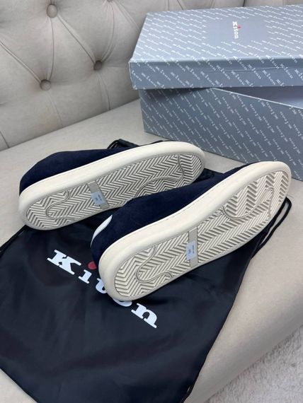 Сліпони Kiton без шнурівки чоловічі замшеві  темно-сині ob425 | Зображення 4