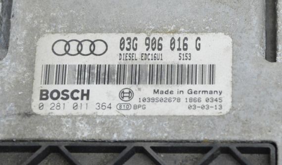 Блок керування двигуном 2.0 TDI Audi A3 8P 2003-2012 Комп'ютер ЕБУ мотора Ауді а3 8р 03G906016G 0281011364 | Зображення 1