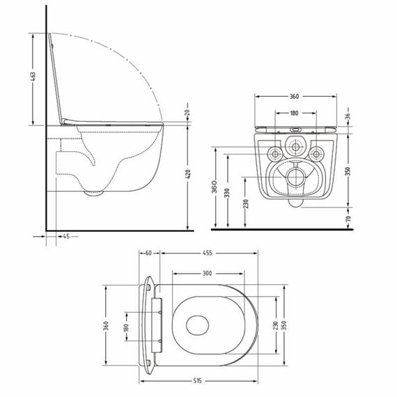 Унитаз подвесной Qtap Taurus Ultra Quiet 515×360×350 мм, White, с сиденьем Slim Duroplast / Soft-close / Quick Release | Зображення 1