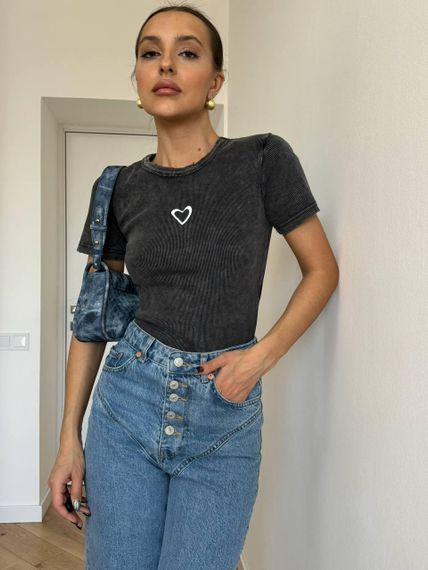 Футболка варена з принтом серденько🖤 XL | Зображення 5