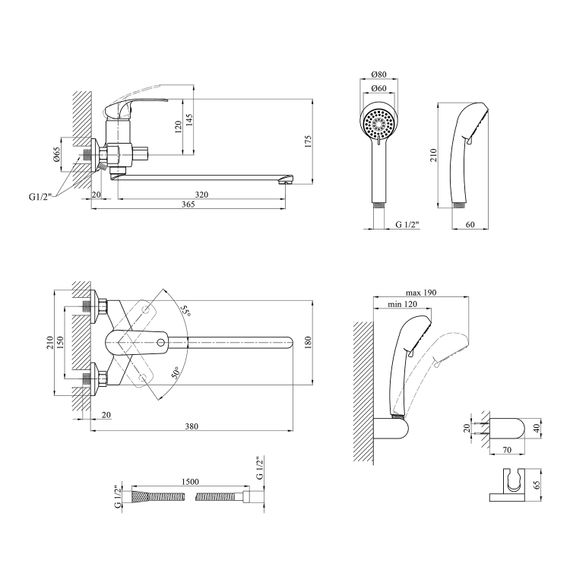 Змішувач для ванни Kroner KRM Konstante - C071 (CV023592) | Зображення 7