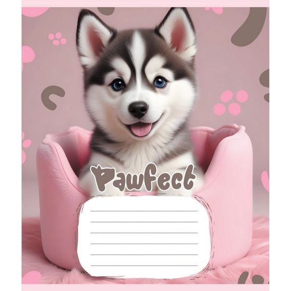 Зошит учнівський "Цуценята" 012-510126C-4 в косу лінію, 12 аркушів