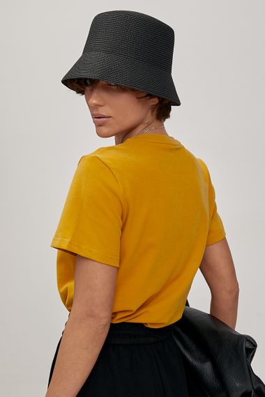 Однотонна трикотажна футболка - гірчичний цвет, ONE SIZE (є розміри) | Зображення 1