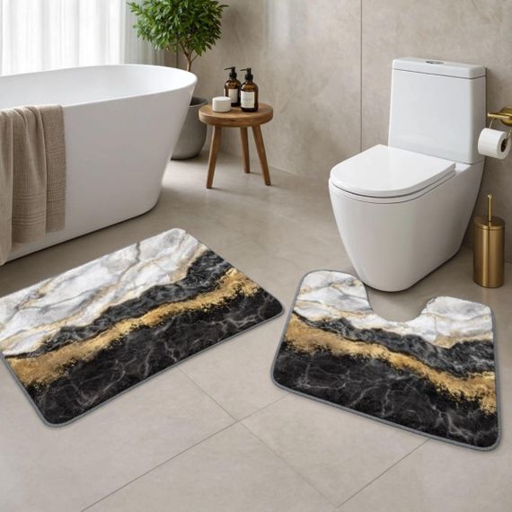 Набір килимків для ванної та туалету Modern Marble 50*80/40*50 см Yiwu HP-42-182 | Зображення 1