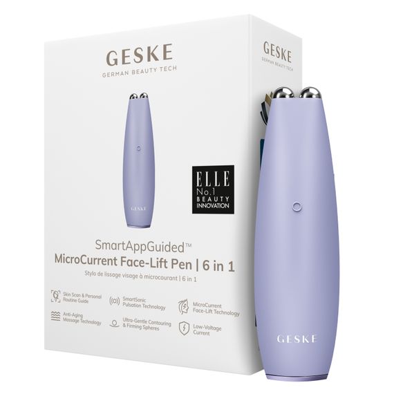 Мікрострумова ручка для підтяжки шкіри обличчя GESKE MicroCurrent Face-Lift Pen 6в1 purple