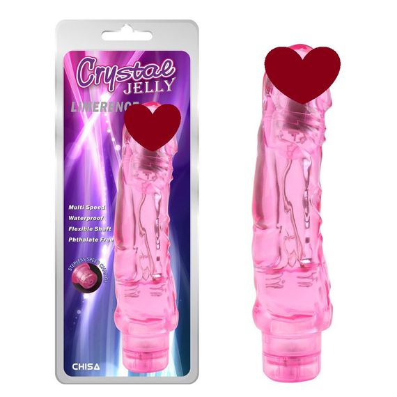 Вібромасажер на батарейках прозорий Chisa Crystal Jelly Limerence, рожевий Sex Aura