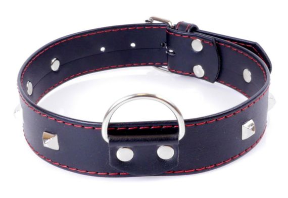 Нашийник із штучної шкіри з металевими заклепками Fetish Boss Series - Collar with studs Red Line, BS3300113 sexstyle