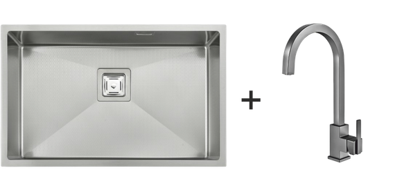Мийка Quadro 68 Celldecor + Змішувач FKM 71 Inox 8213.401.0052