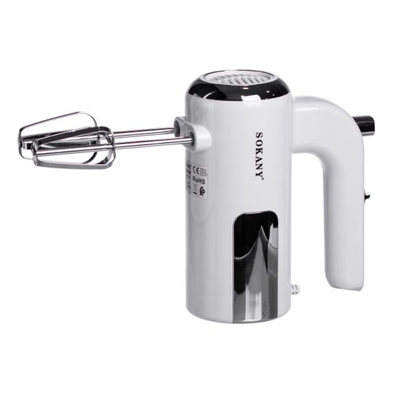 Міксер ручний 2 насадки вінчики та гаки для тіста білий Sokany SK-02025 | Зображення 4