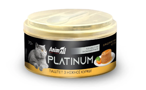 Влажный корм AnimAll Platinum для взрослых кошек, нежный паштет из курицы, 70 г
