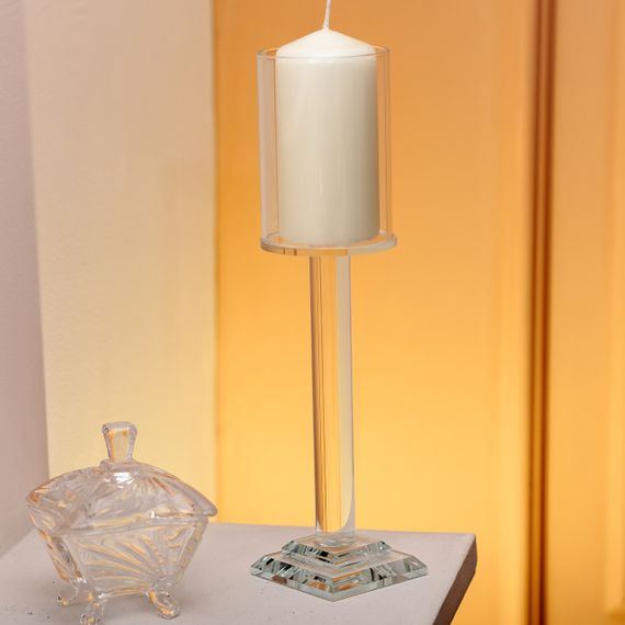 Подсвечник стеклянный на ножке 6.5×26 см подсвечник бокал декоративный прозрачный HP-4-42L | Зображення 3