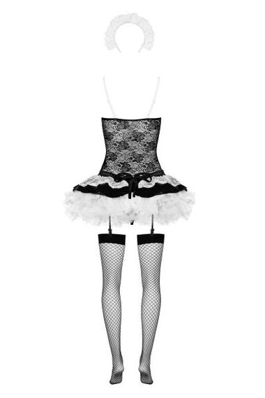 Костюм покоївки Obsessive Housemaid L / XL чорно-білий, Черный, L/XL | Зображення 3