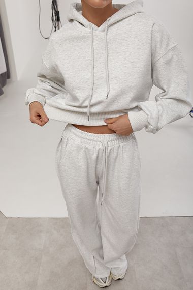 Спортивний костюм із худі та прямими штанами зі швами навиворіт - світло-сірий цвет, S (є розміри)